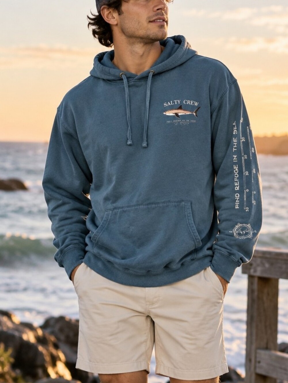 Salty Crew Men’s Shark Graphic Pullover Hoodie Size L